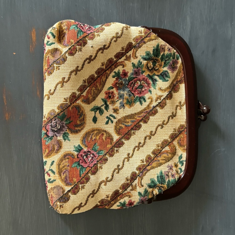 Vintage Regal Tapestry Brocade Evening Bag Purse Clutch Hand Made In Hon…